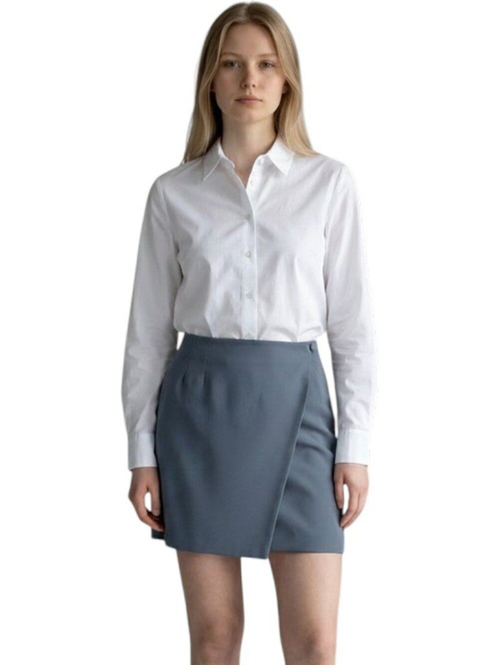 Geoffrey Beene Sport Career Wrap Mini Skirt Asymmetric Satin Panel Gray Size 10
